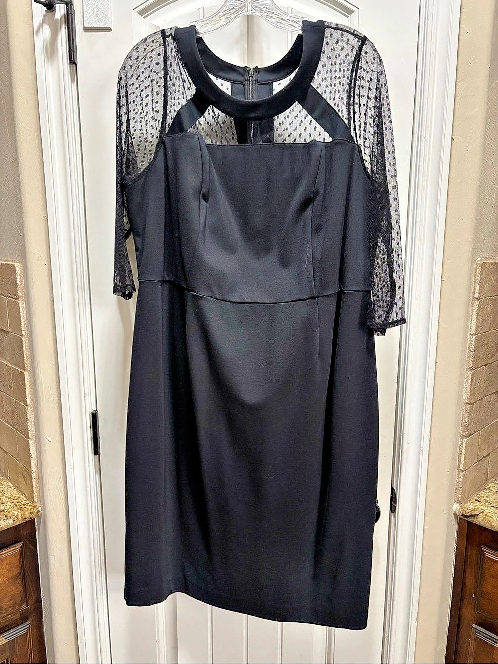 Lane Bryant Black Lace Sleeve Midi Dress Size 16 Like New